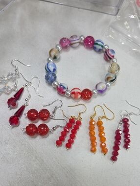 Bundle of beaded bracelet and earrings